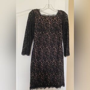 Adrianna Papell black lace dress lined size 4